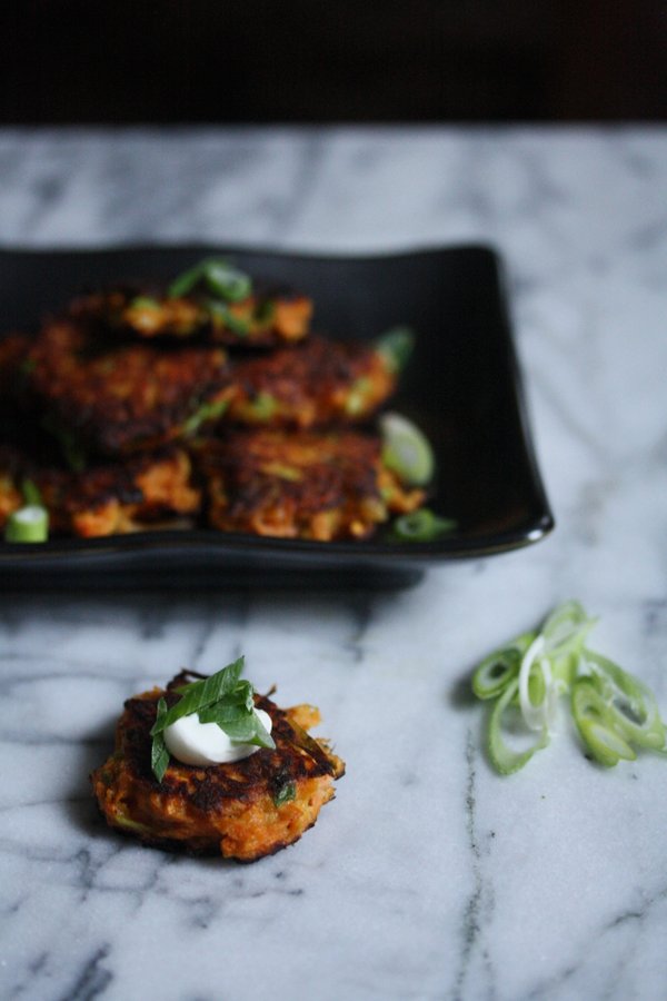 GlutenFree Spiced Sweet Potato Latkes Recipe with Scallions