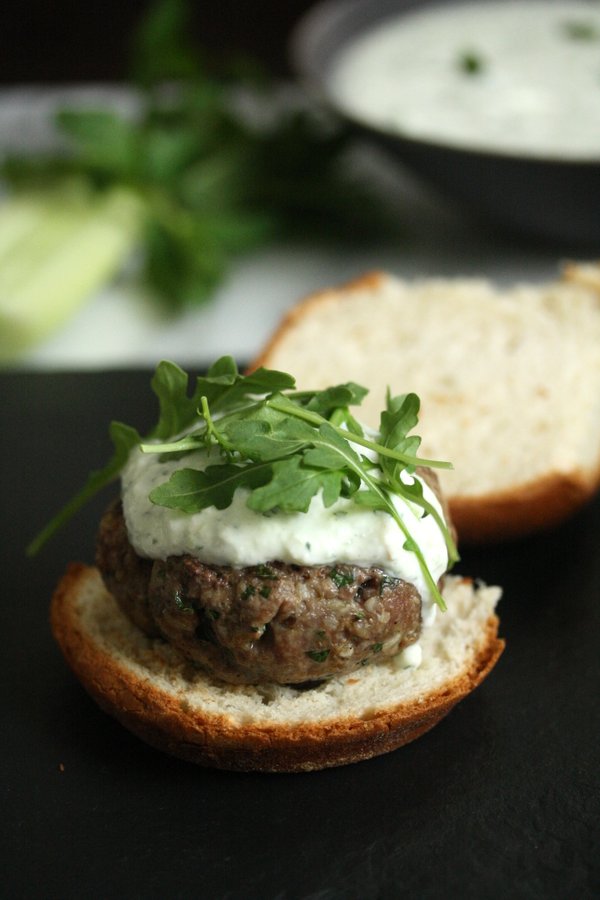 The Best Greek Lamb Burger Recipe with Mint Tzatziki