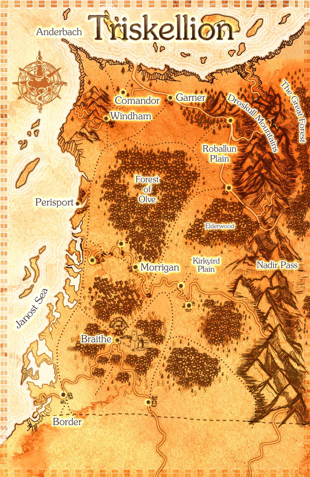Triskellion fantasy map. Feed the Multiverse custom fantasy maps for