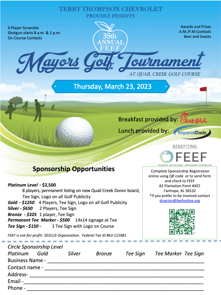 2023 Golf Sponsorship Silver Level 650 Fairhope Educational