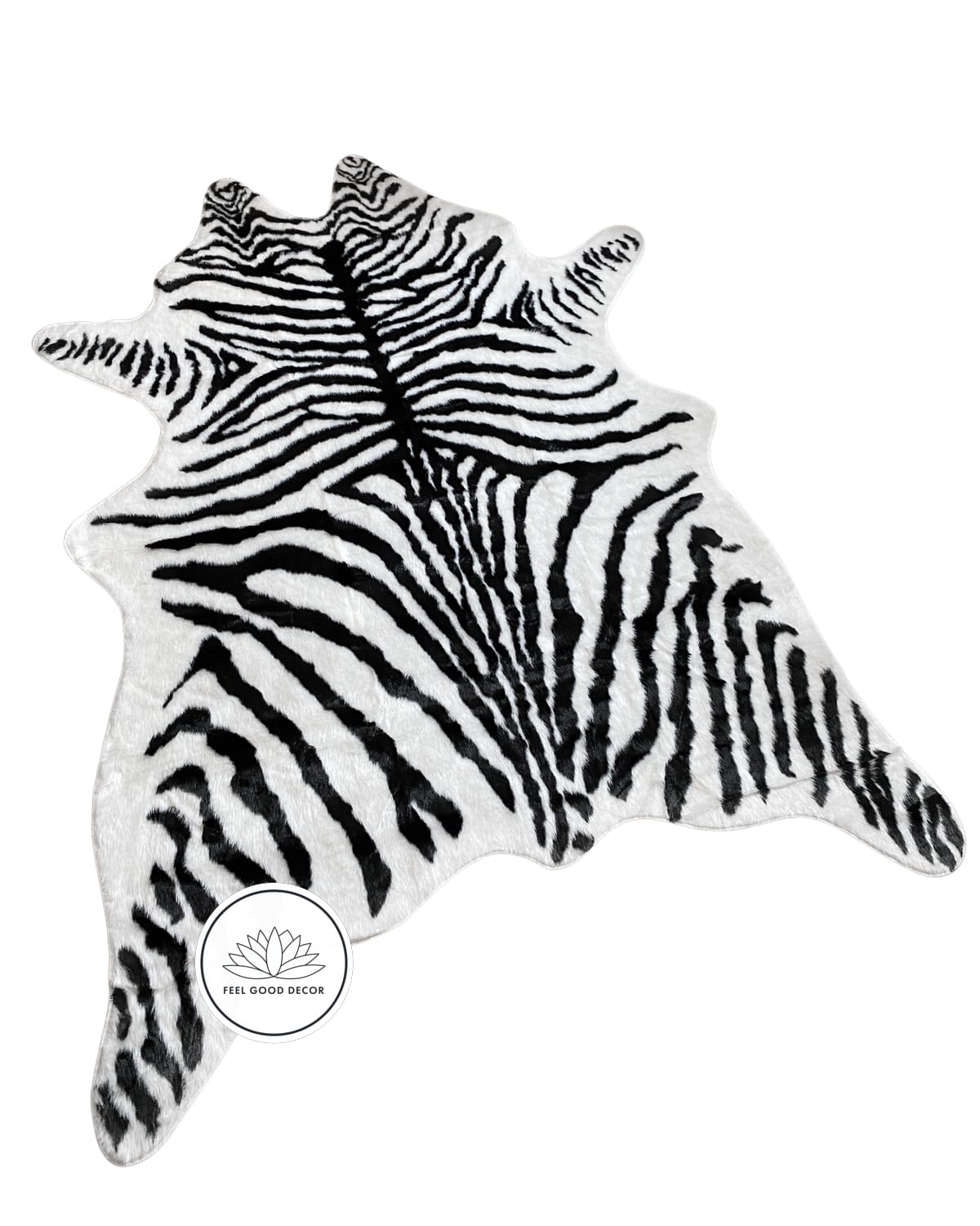 Large Luxe Black & White Faux Zebra Hide Area Rug 6.6 x 4.9 ft Feel