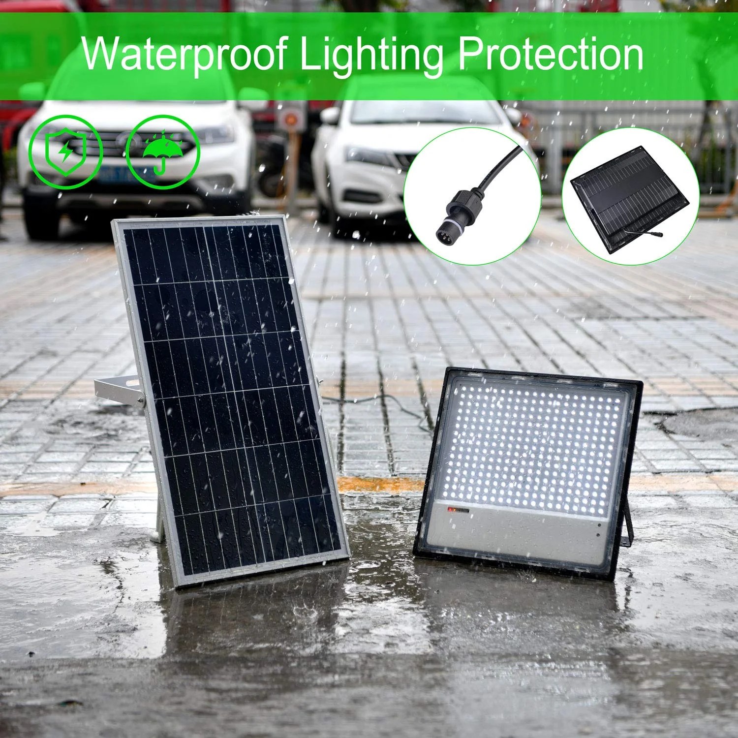 Solar Flood Light with Remote Control, 300W 8000 Lumen with Radar