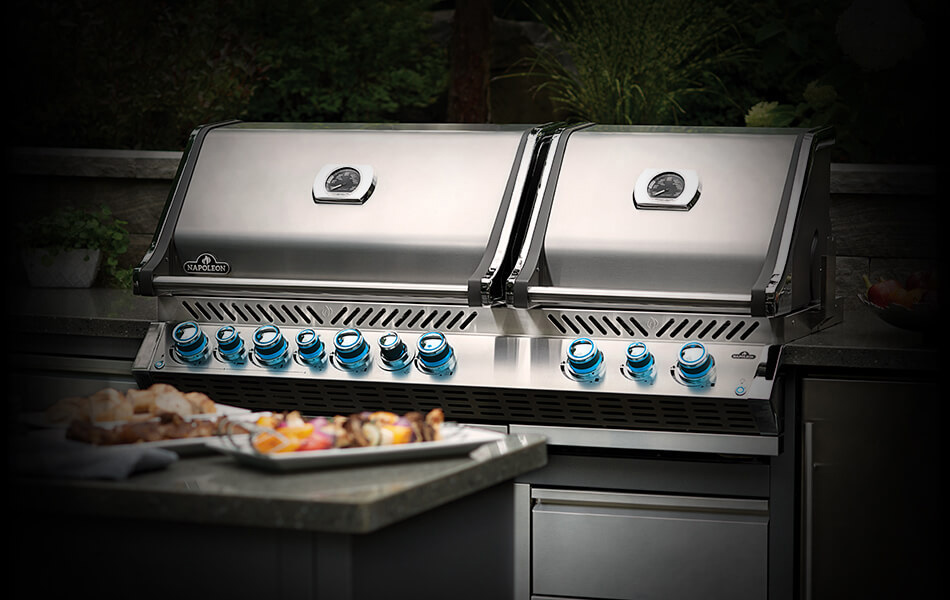 Gas, charcoal, electric grills, smokers, outdoor kitchens, and accessories