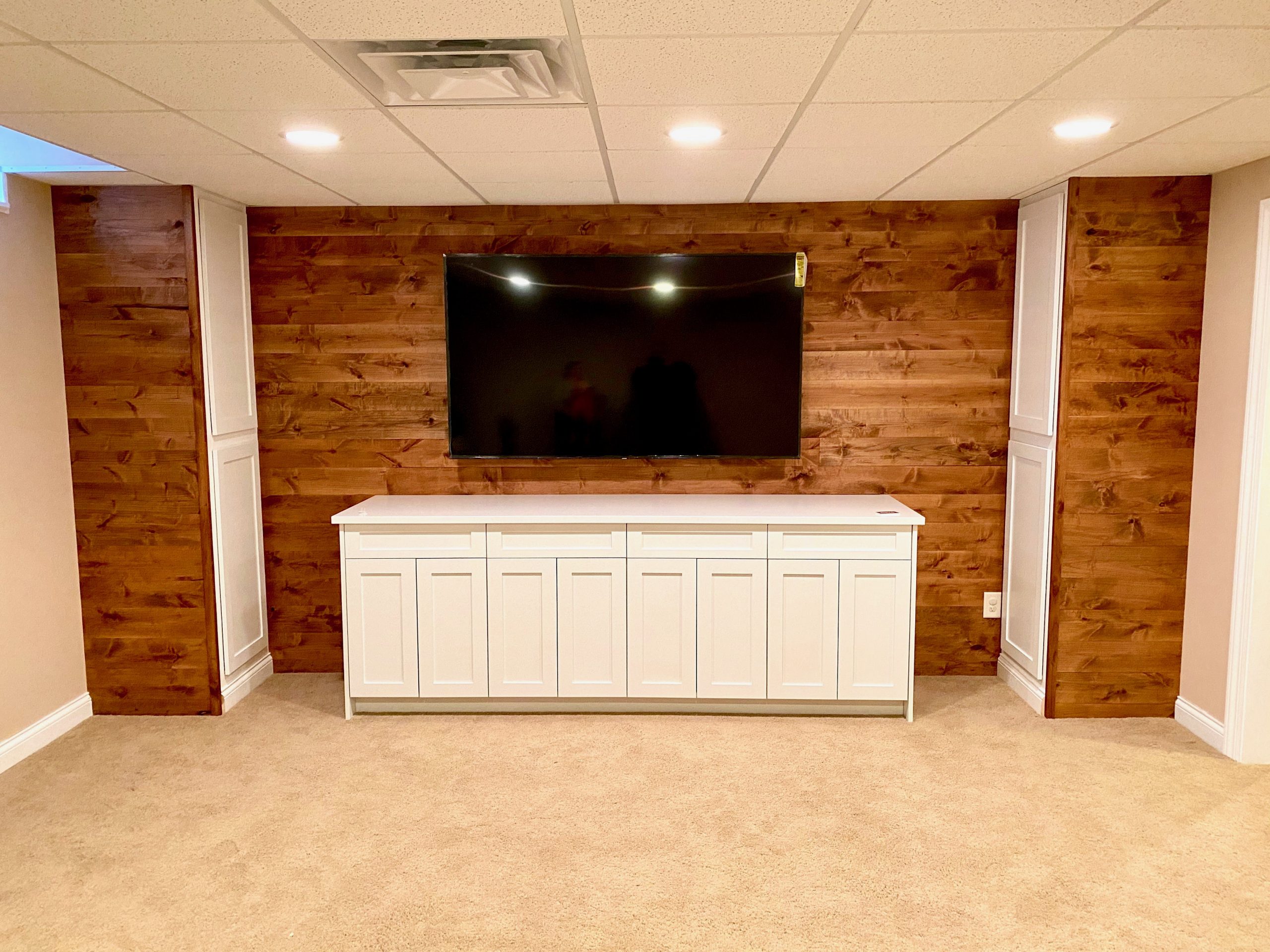 Feicht & Co. Basement Shiplap, Entertainment and Closet Storage