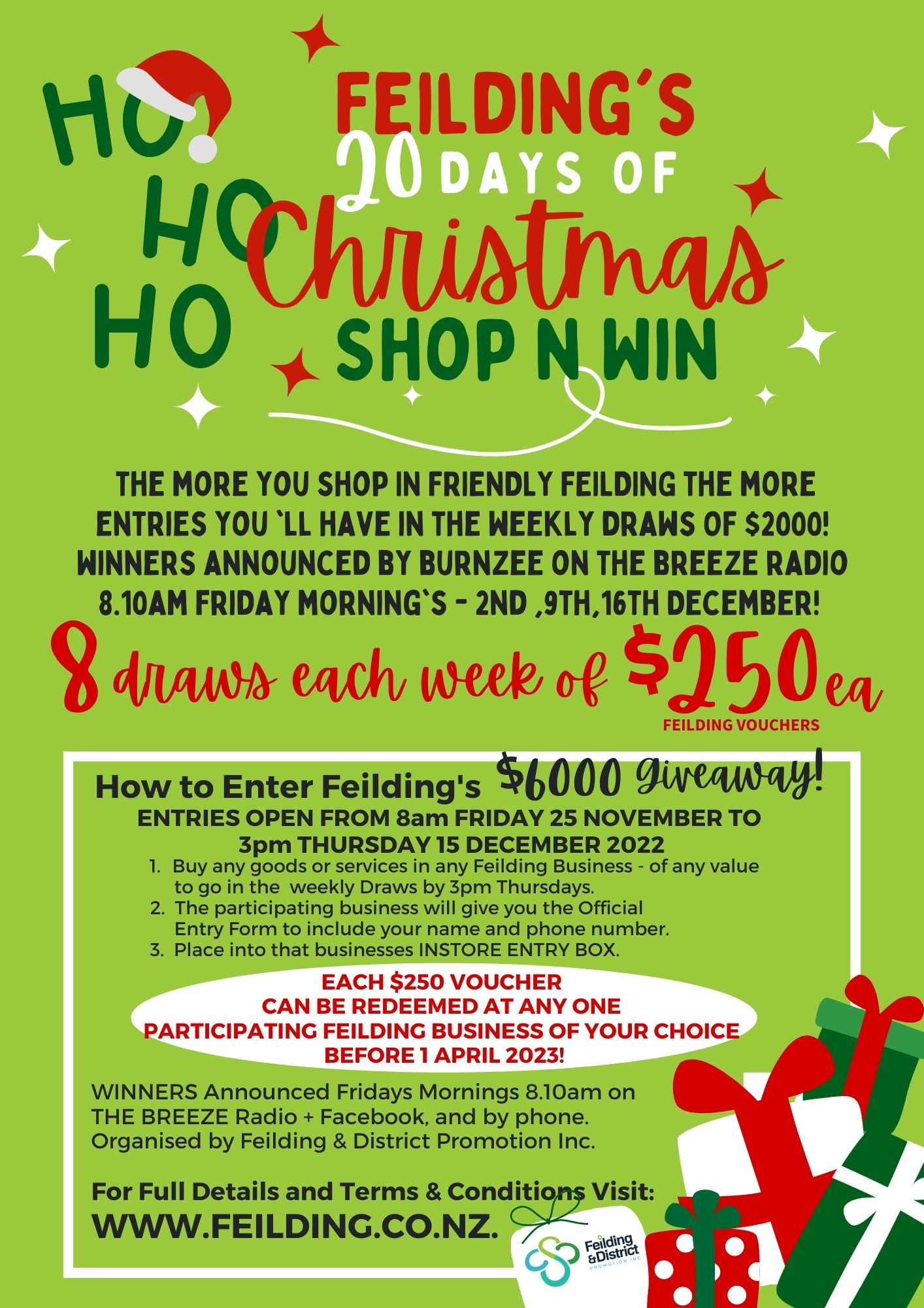 FEILDINGS 20 DAYS OF CHRISTMAS SHOP N WIN Feilding Manawatu NZ