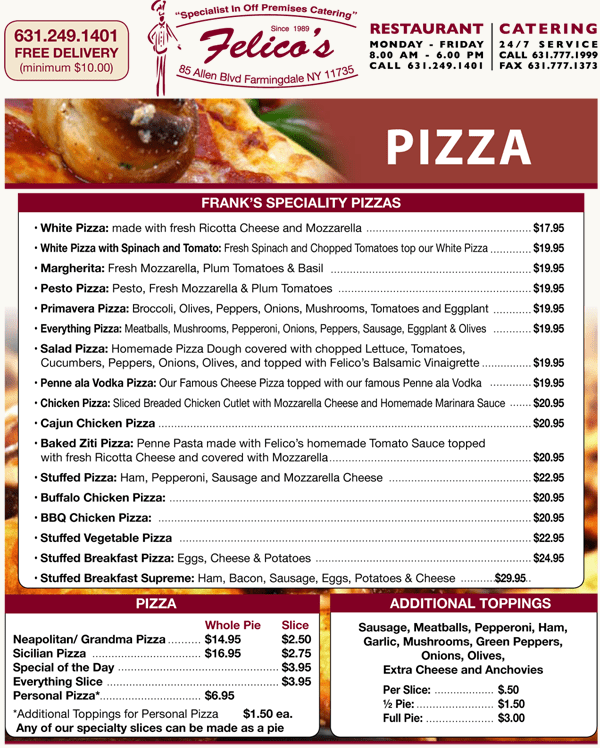 Farmingdale Amityville Melville Pizza Restaurant