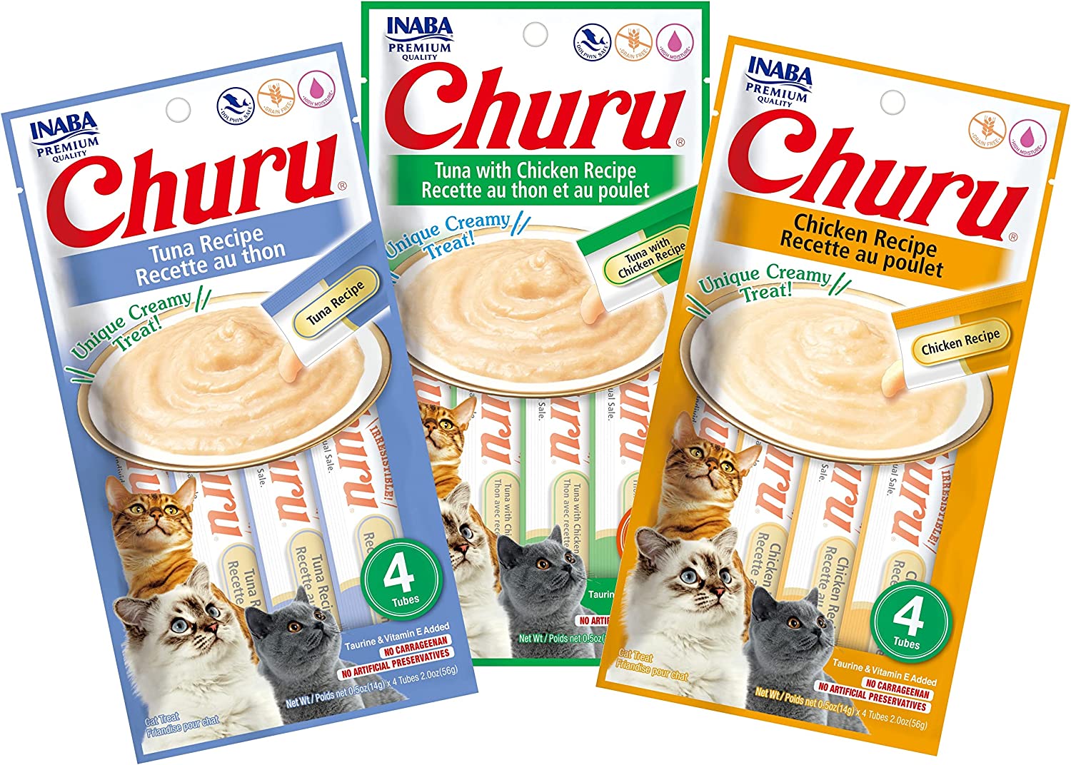 Inaba Churu Lickable Puree Cat Treats 3Pack (12 Tubes) (Amazon