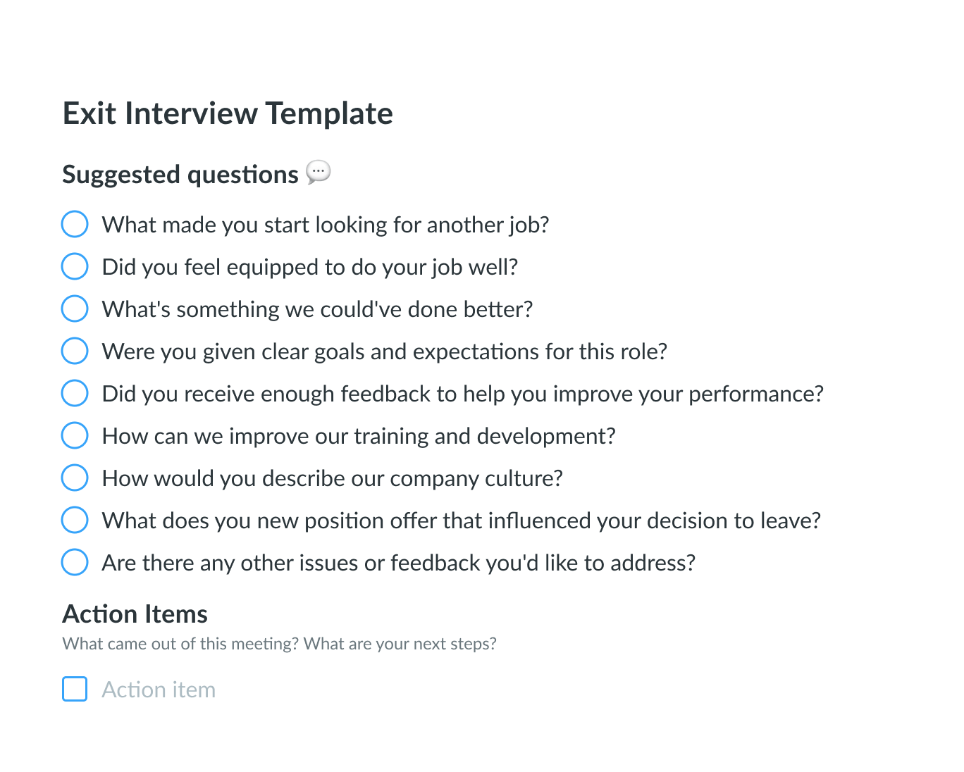 Exit Interview Template 6 MustAsk Exit Interview Questions Fellow.app