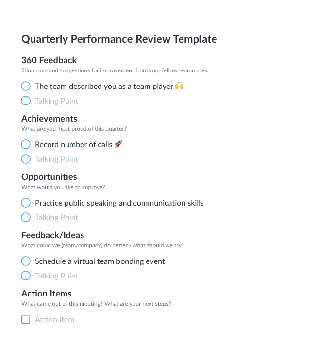 Quarterly Performance Review Agenda Template Fellow.app