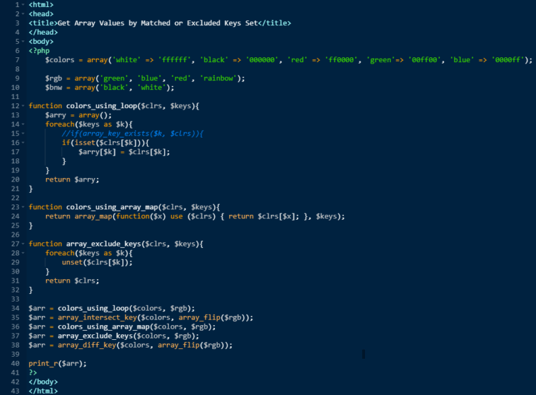 5 Ways Get Array Values by Matched or Excluded Keys Set