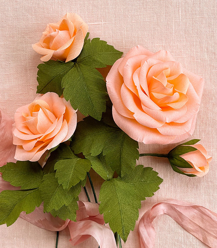 Crepe Paper Blooming Buds & Roses Commercial Use Pattern Felt Paper Scissors