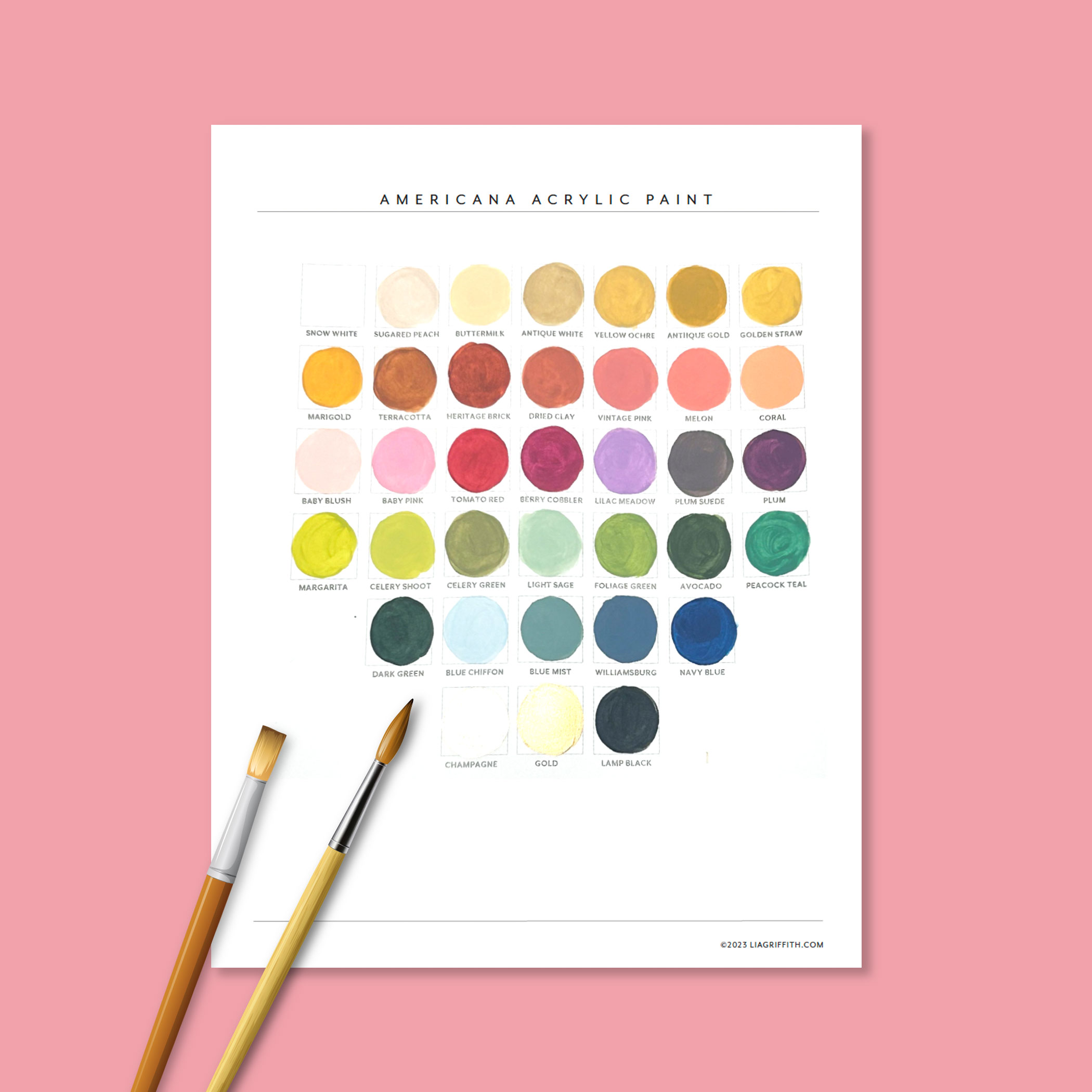 Americana Paint Swatch Sheet (Free Download) Felt Paper Scissors