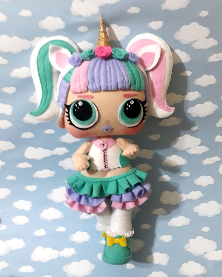 BONECA LOL UNICÓRNIO MOLDE GRATUITO Feltro Fácil