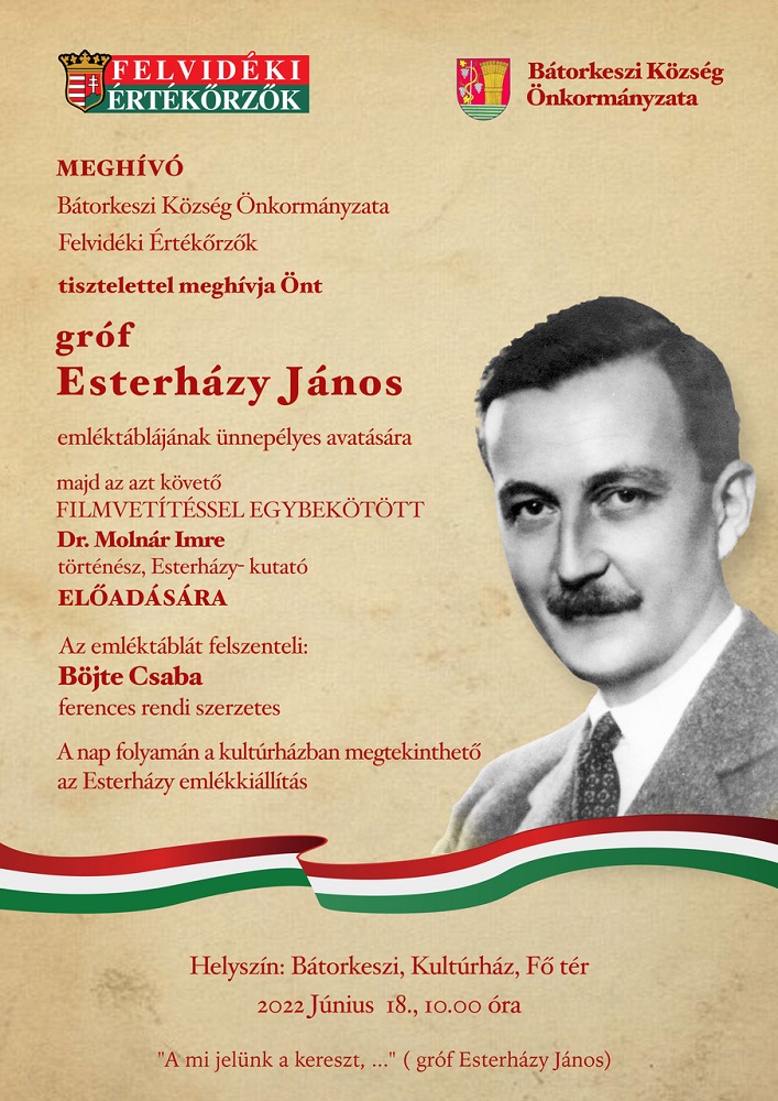 Esterházy János emléktáblája Bátorkeszin Civilek