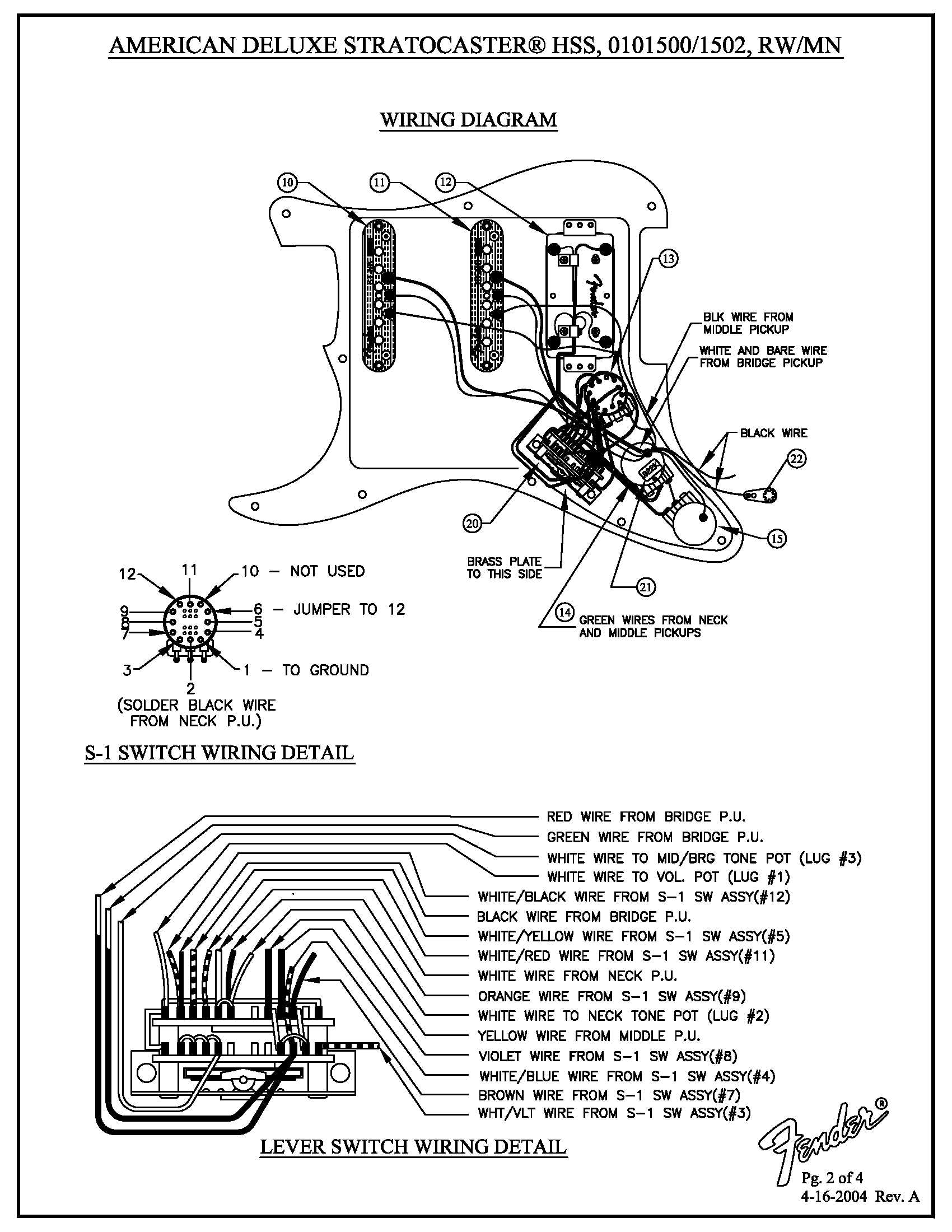 Fender Stratocaster S1 Wiring Diagram - Wiring Diagram