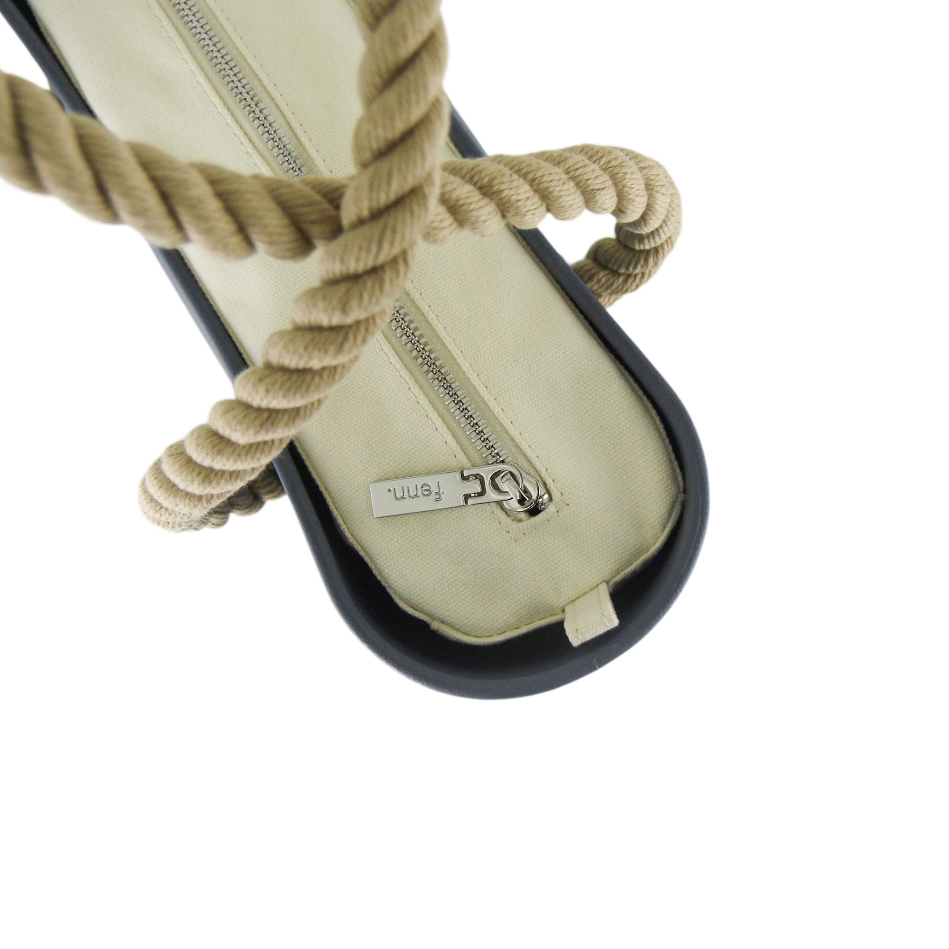 Petite Denim Beige Inner Silver Zip Rope Handle Fenn Collection