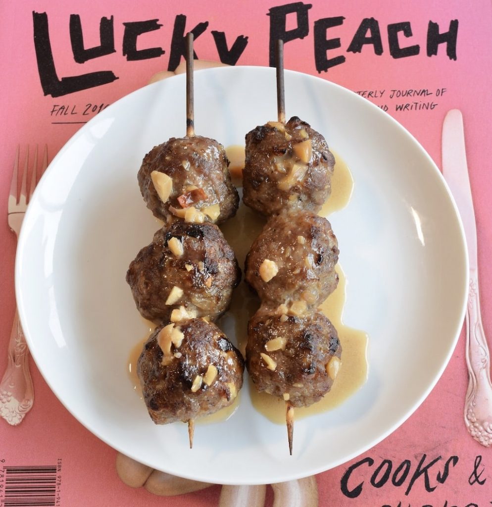 Vietnamese Pork Meatballs (Nem Nuong) with SweetandSour Peanut Sauce