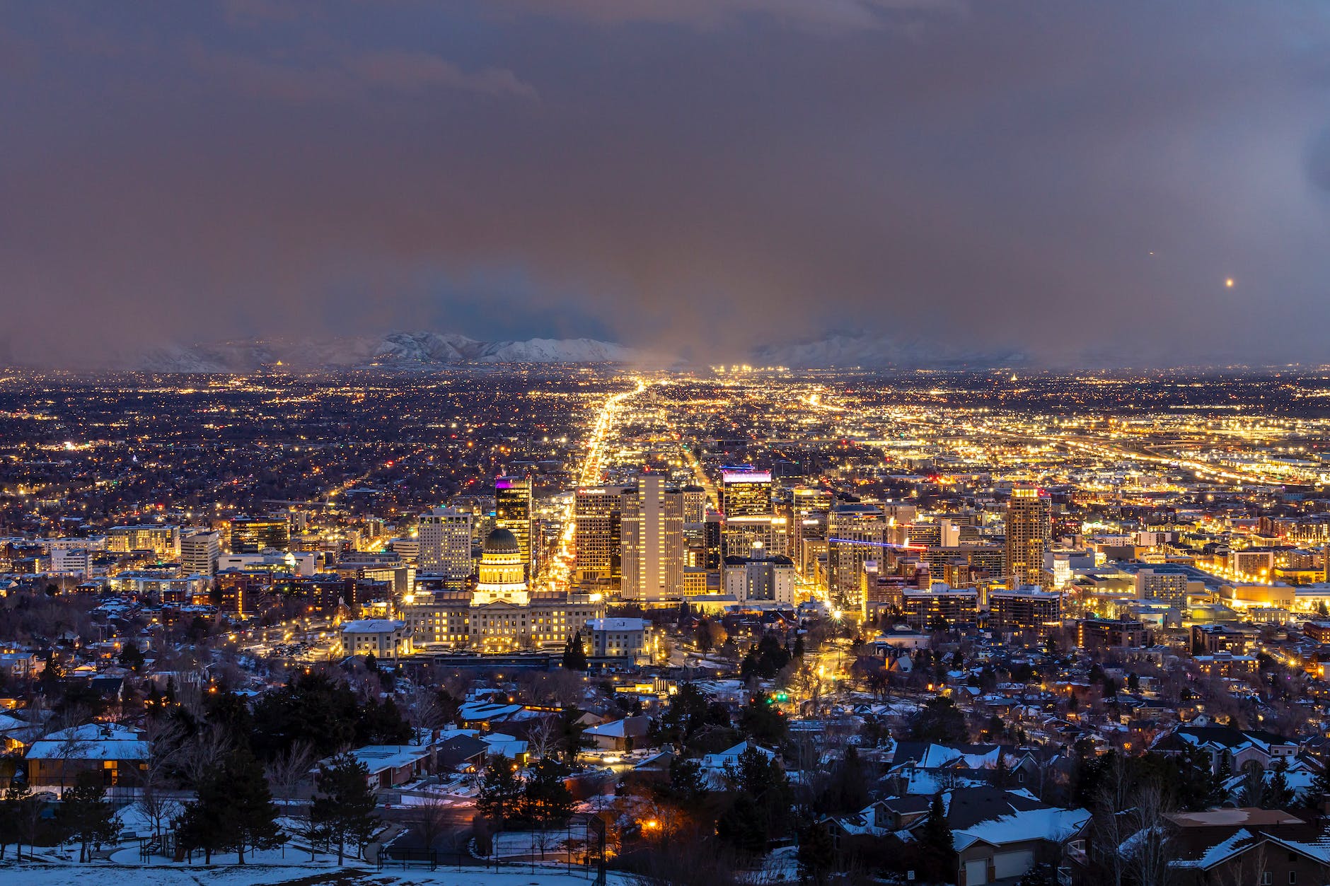illuminated salt lake city