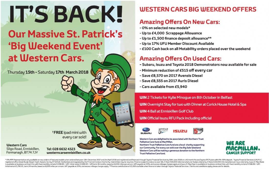 It’s back! Western Cars big St Patrick’s weekend event The Fermanagh