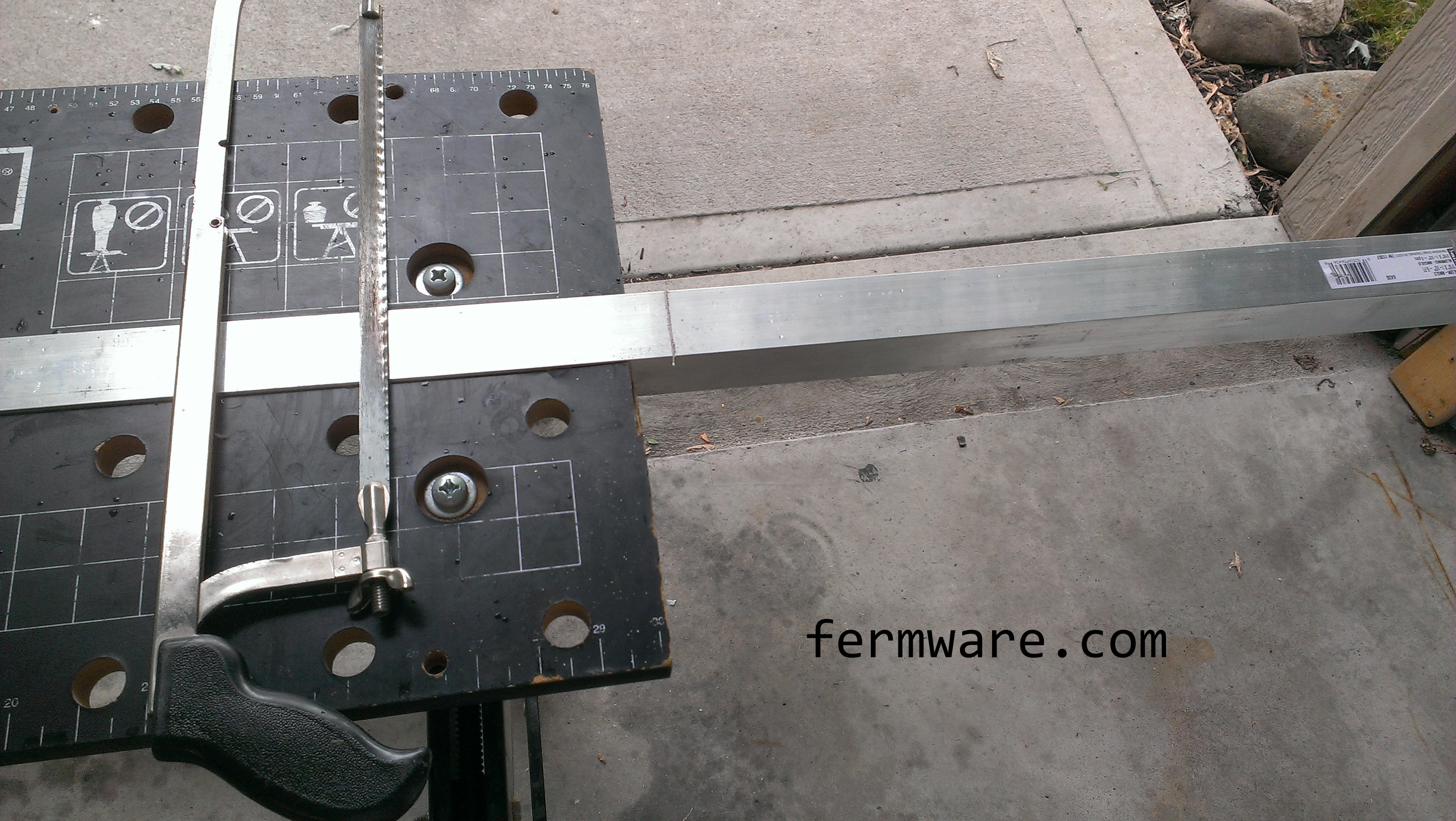 Cutting aluminum angle with hack saw