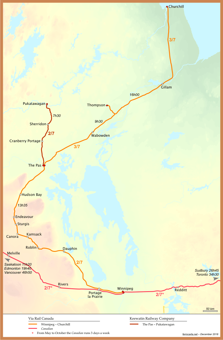 Railway Maps of Canada Manitoba