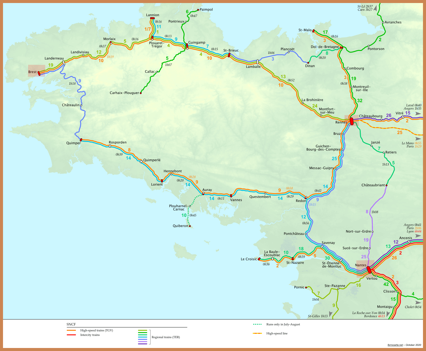 Train Bretagne Carte Railway Maps of France Brittany