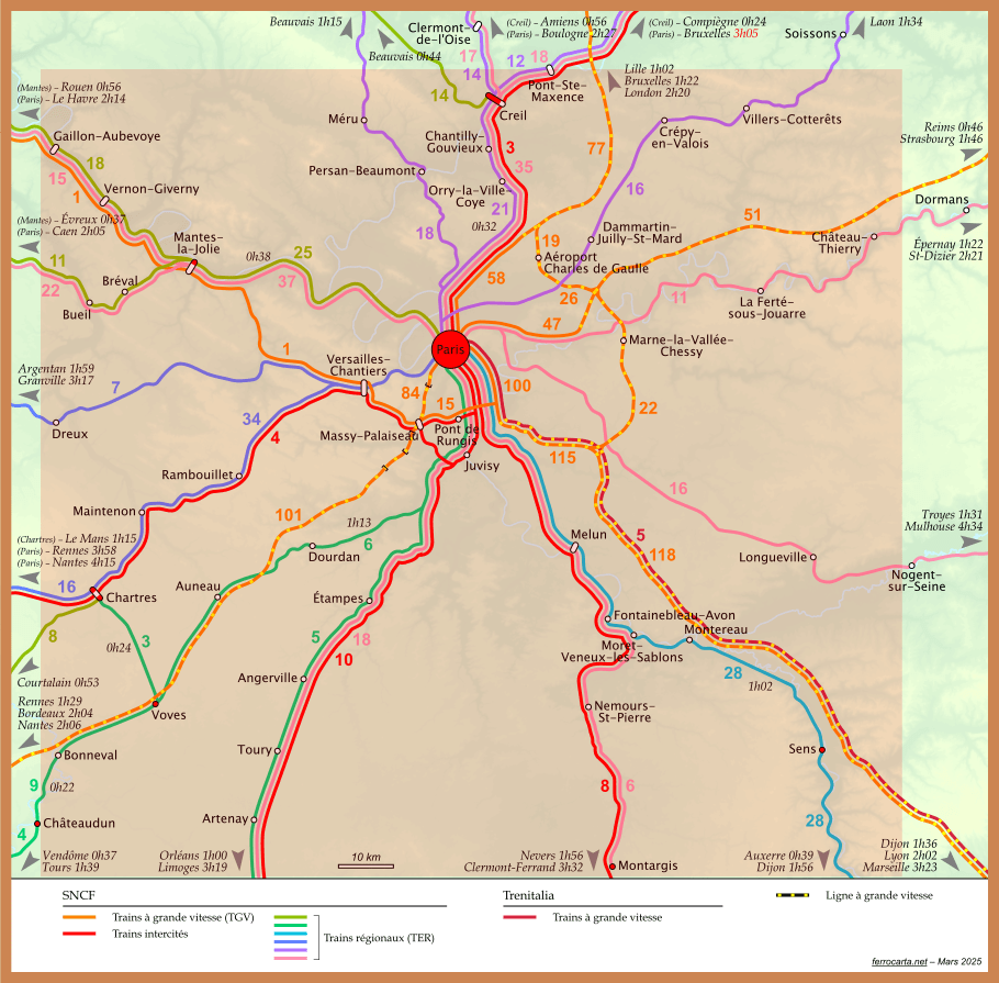 Les Défis De Voyager À L'île-De-France Cartes ferroviaires de la France ÎledeFrance