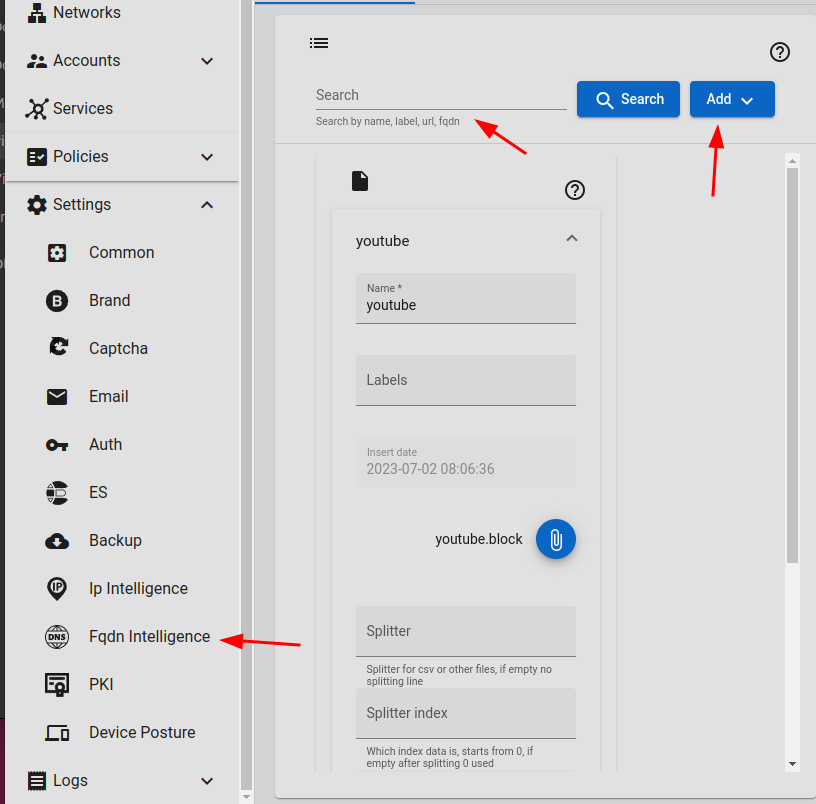 DNS Firewall Settings FerrumGate