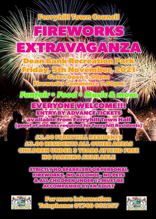 Ferryhill Fireworks to Return to Dean Bank Recreation Park, Friday 5th