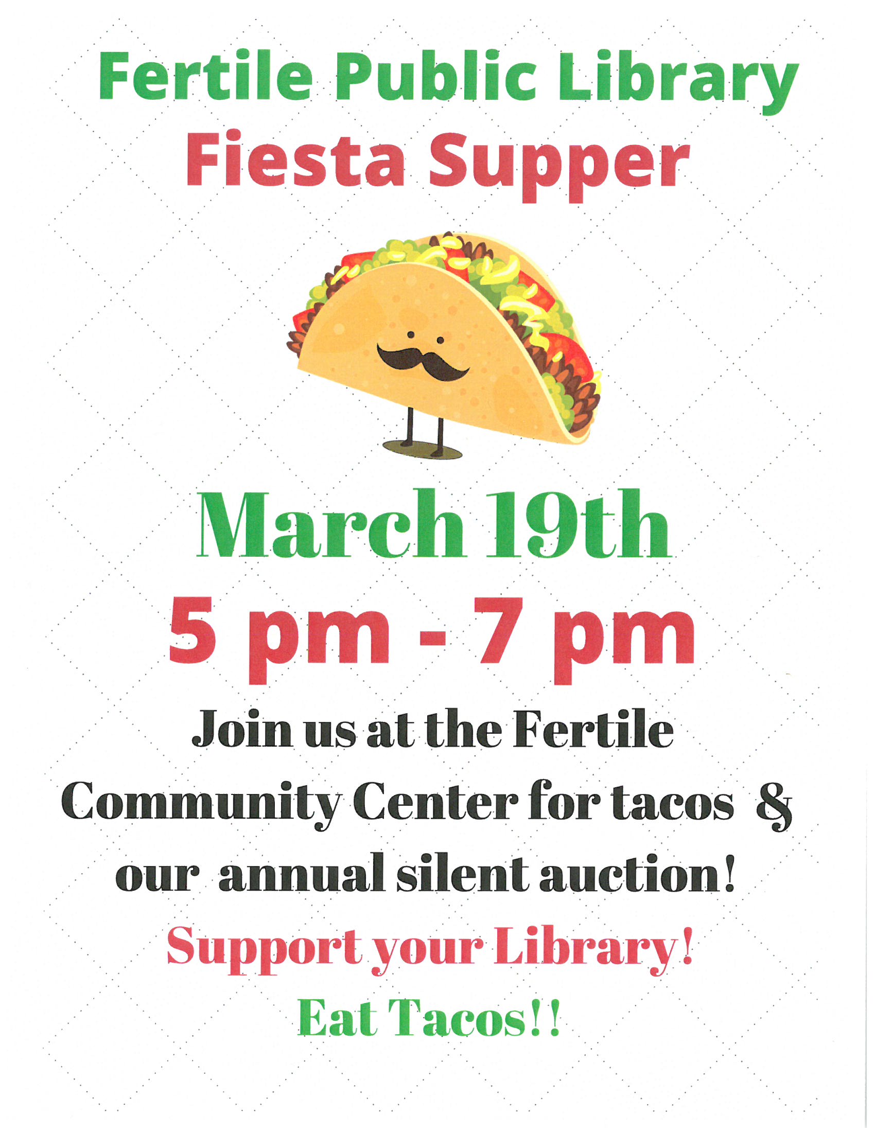 Library Fiesta Supper City of Fertile