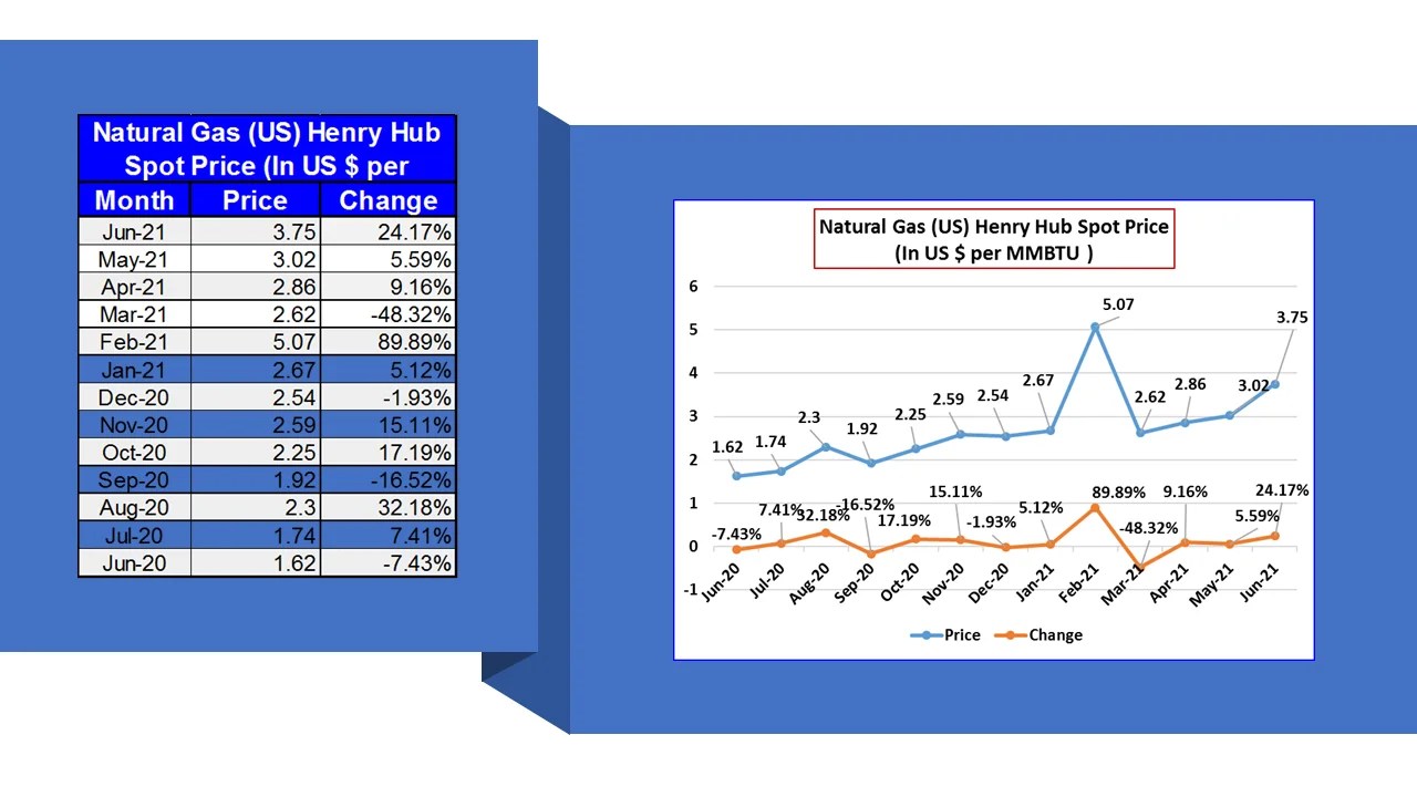 Henry Hub Natural Gas Monthly Price Updates June 2021