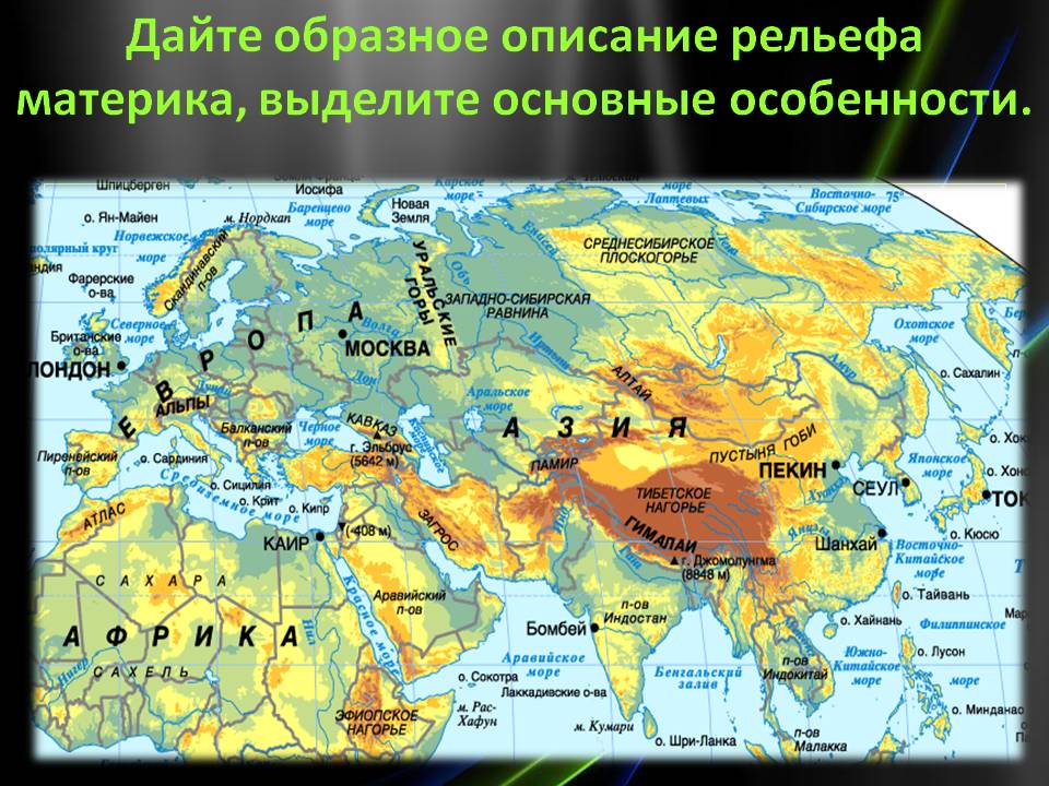 Рельеф и полезные ископаемые Евразии, 7й класс