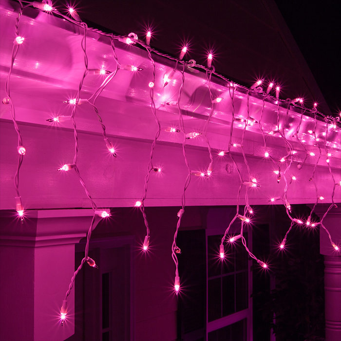 LED Pink Icicles Festive Lights