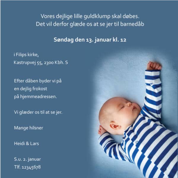 Einvitation med foto Barnedåb 01 Festivitas