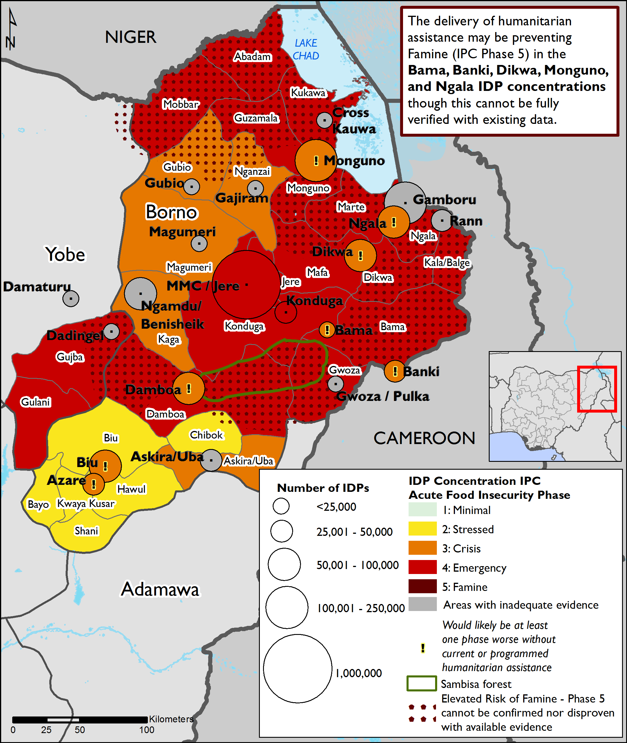 A Famine likely occurred in Bama LGA and may be ongoing in inaccessible areas of Borno State