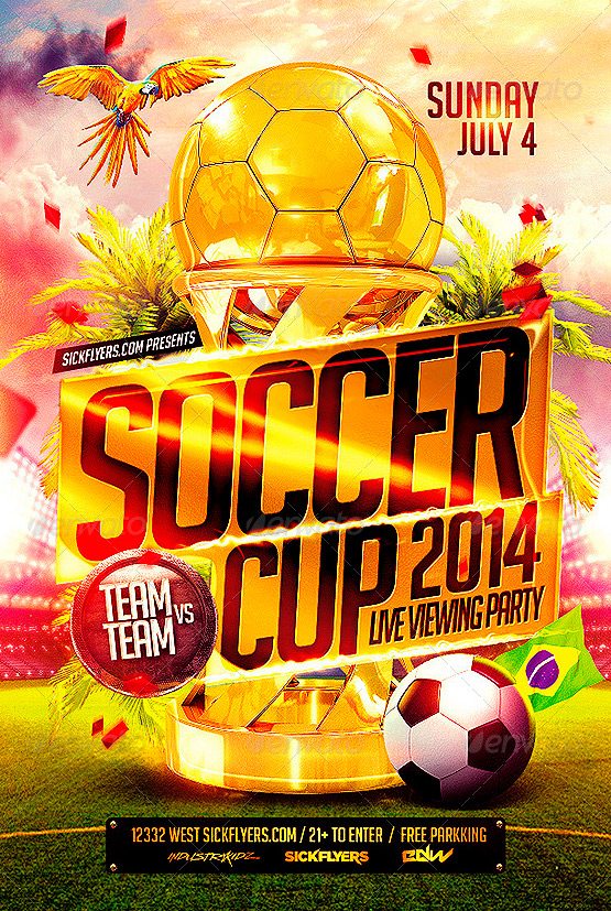 Brazil Soccer Cup Football Flyer Template Download PSD