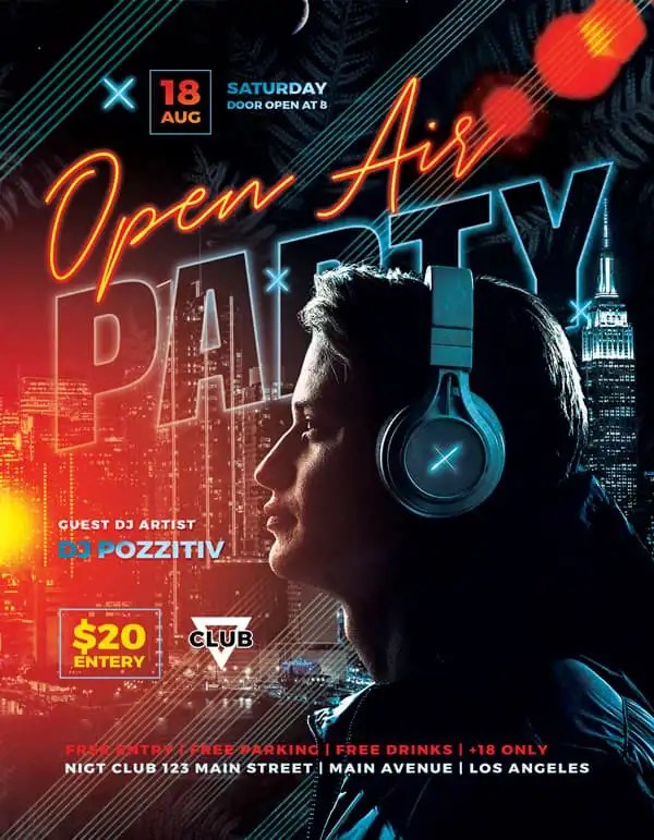 Free Open Air Party Flyer PSD Template Best Free PSD Flyer