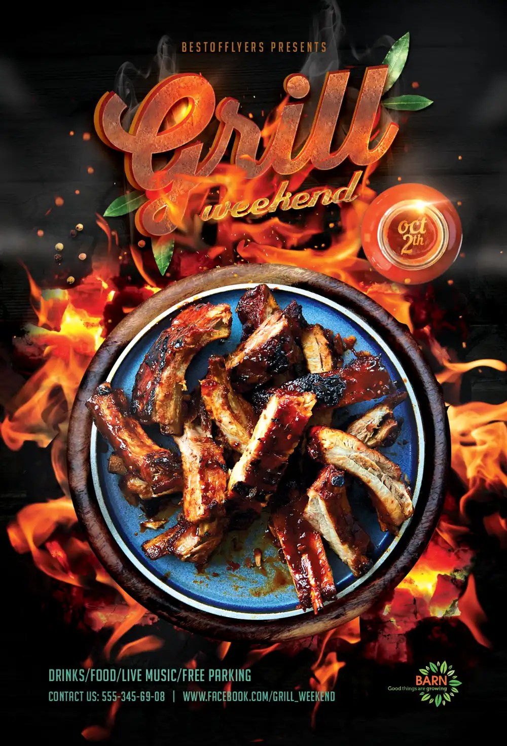 BBQ Grill Weekend Free Flyer Template for Barbecue Events