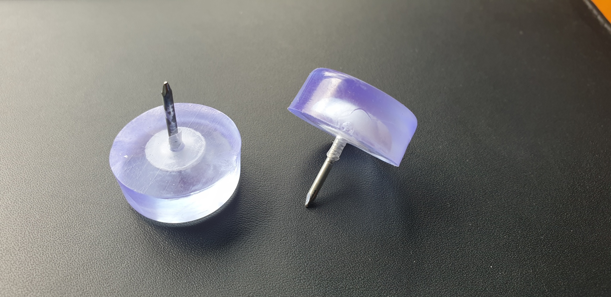 Tack in nail in clear pvc based glides for wooden chair and table legs
