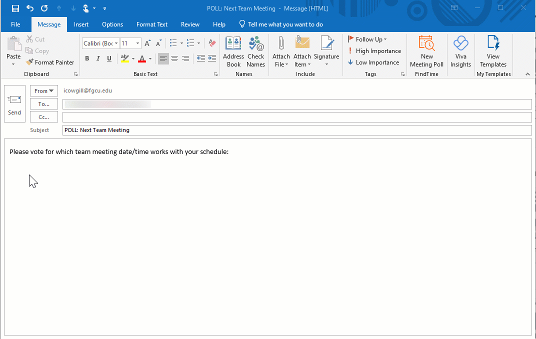 Create a FindTime Meeting Poll in Outlook Florida Gulf Coast