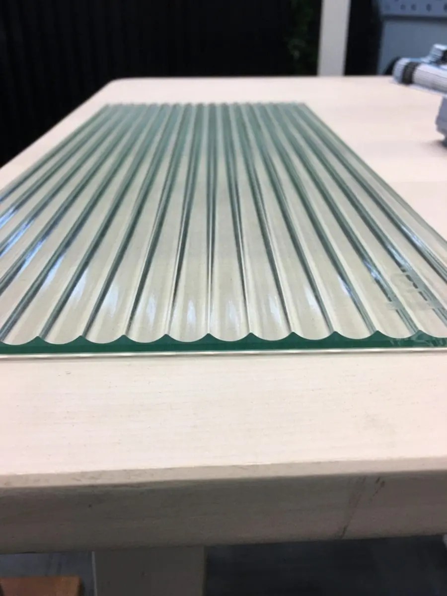 Return 897mm W x 2050mm H x 10mm Narrow Reeded Glass Panel with 200mm