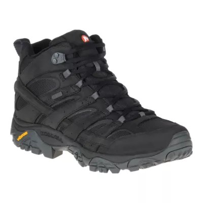 Merrell Men's Moab 2 Smooth Mid Waterproof Hiking Boots Black Sport