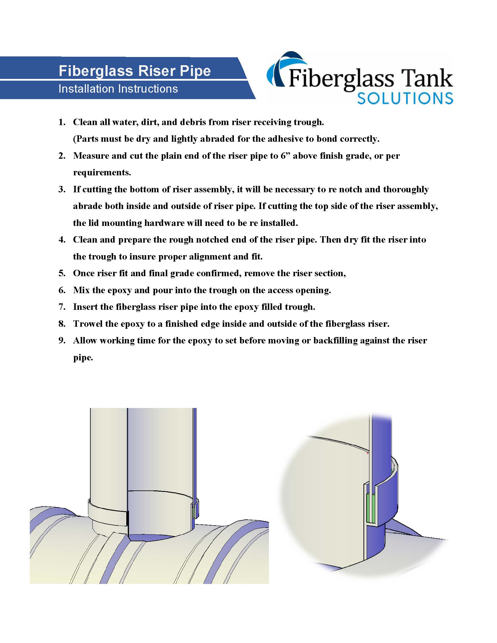 Fiberglass Riser Pipe Installation Instructions Fiberglass Tank Solutions