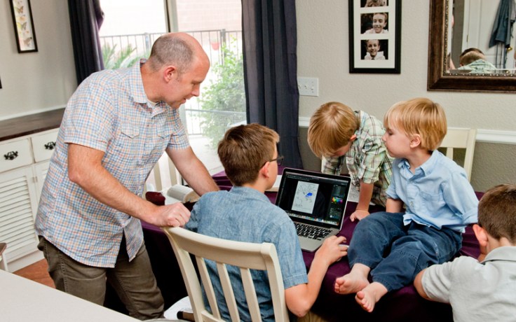 Family does genealogy on computer