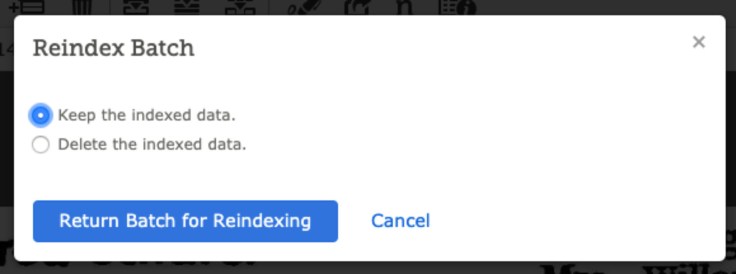 Screenshot of reindexing batch option