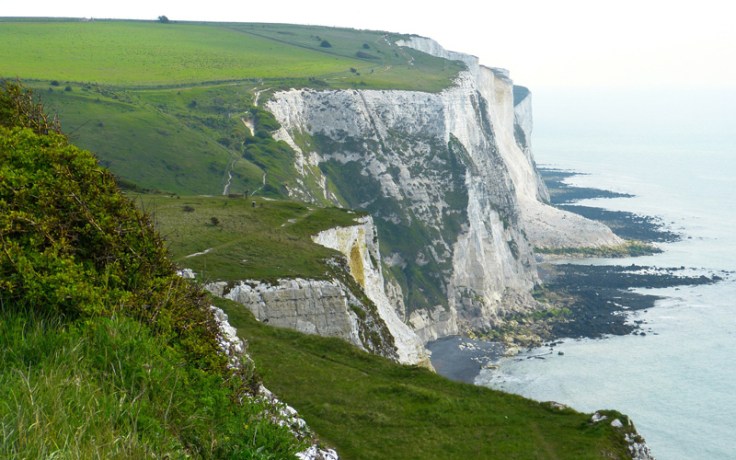 The White Cliffs of Dover in England.