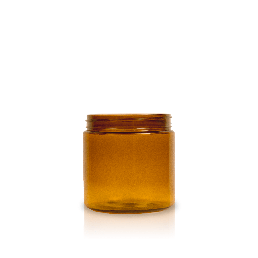 8 oz Amber PET Straight Sided Jars Wide Opening, Thick Walls FH
