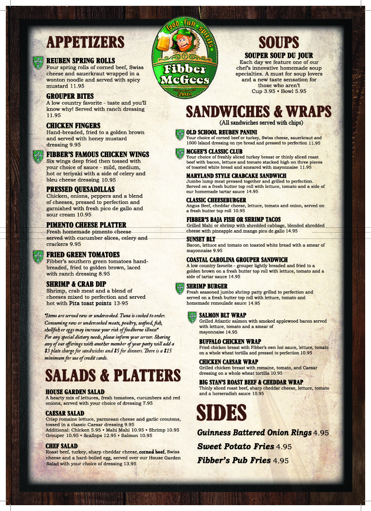 » Pick Up and Outside Dining Menu