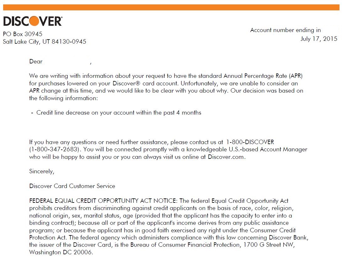 Discover APR Reduction Denial Letter myFICO® Forums 4149456