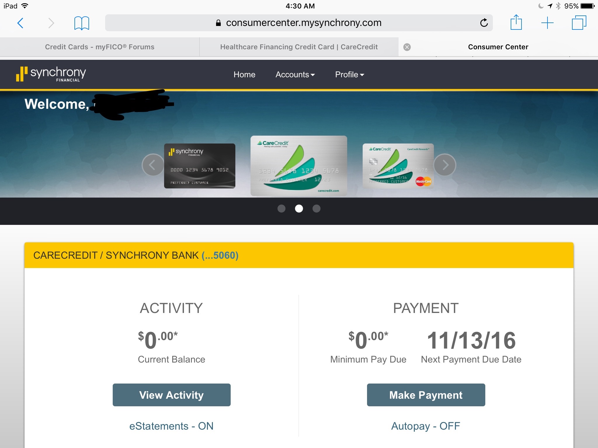 Care Credit Rewards Mastercard myFICO® Forums 4743815